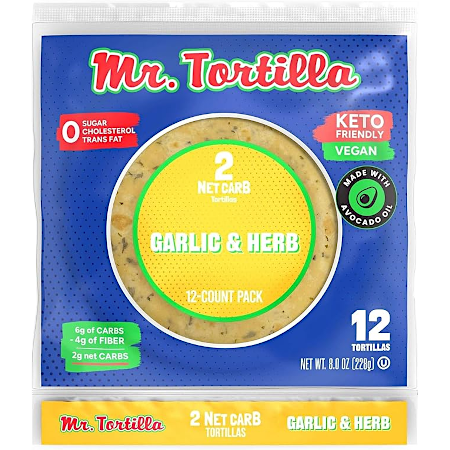 2 Net Carb Tortilla - Garlic and Herb